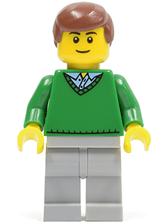 LEGO Green V-Neck Sweater Reddish Brown Hair (cty0318) minifigure