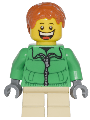 LEGO Winter Jacket Zipper Tan Short Legs Dark Orange Short Tousled Hair (cty0328) Town / City Minifigure