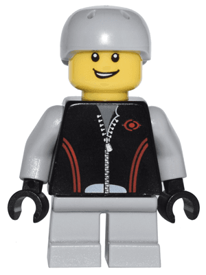 LEGO Leather Jacket with Zipper Red Lines and Logo Pattern Light Bluish Gray Short Legs Ligh (cty0332) Town / City Minifigure