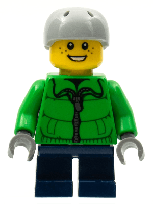 LEGO Winter Jacket Zipper Dark Blue Short Legs Light Bluish Gray Sports Helmet (cty0336) Town / City Minifigure