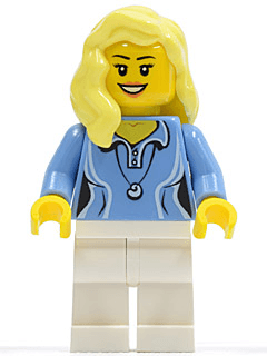 LEGO Medium Blue Female Shirt with Two Buttons and Shell Pendant Bright Light Yellow Female Hair over Shoulder (cty0346) minifigure