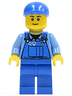LEGO Overalls with Tools in Pocket Blue Blue Short Bill Cap (cty0367) minifigure
