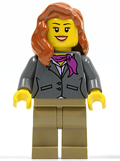 LEGO Dark Bluish Gray Jacket with Magenta Scarf Dark Orange Female Hair over Shoulder (cty0370) minifigure