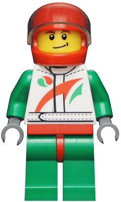 LEGO Race Car Driver White Racing Suit with Octan Logo Crooked Smile with Black Dimple (cty0389) minifigure