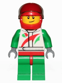 LEGO Race Car Driver White Racing Suit with Octan Logo Crooked Smile with Brown Dimple (cty0389a) Town / City Minifigure