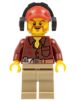 LEGO Flannel Shirt with Pocket and Belt Red Cap with Hole Headphones Beard (cty0404) minifigure