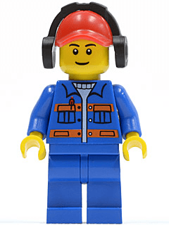 LEGO Blue Jacket with Pockets and Orange Stripes Red Cap with Hole Headphones (cty0420) minifigure