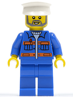 LEGO Blue Jacket with Pockets and Orange Stripes White Hat Gray Beard (cty0426) minifigure