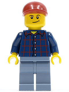 LEGO Plaid Button Shirt Dark Red Short Bill Cap Lopsided Smile with Dimple (cty0431) minifigure