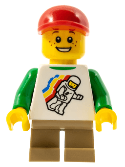 LEGO Classic Space Minifigure Floating Pattern Dark Tan Short Legs Red Short Bill Cap (cty0436) minifigure