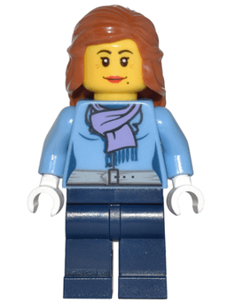 LEGO Medium Blue Jacket with Light Purple Scarf Dark Orange Female Hair Mid-Length (cty0443) minifigure