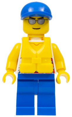 LEGO Tank Top with Surfer Silhouette Blue Short Bill Cap Life Jacket Center Buckle Silver Sunglasses (cty0468) minifigure