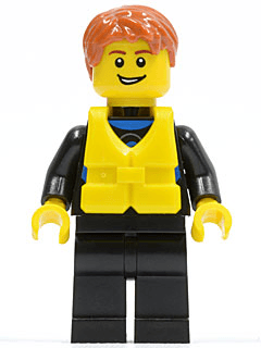 LEGO Wetsuit with Blue Sign Dark Orange Short Tousled Hair Life Jacket Center Buckle (cty0469) minifigure