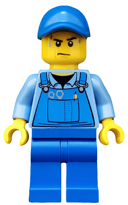 LEGO Overalls with Tools in Pocket Blue Blue Cap with Hole Sweat Drops (cty0526) minifigure