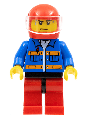 LEGO Blue Jacket with Pockets and Orange Stripes Sweat Drops (cty0533) Town / City Minifigure