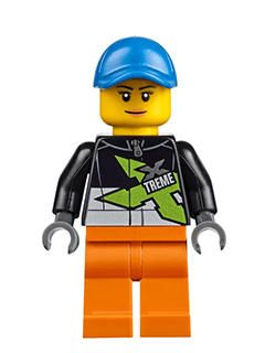 LEGO Xtreme Powerboat Driver Female Black Racing Jacket Blue Seamed Cap (cty0543) minifigure