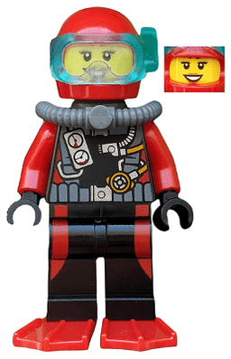LEGO Scuba Diver Female Red Flippers (cty0559) minifigure