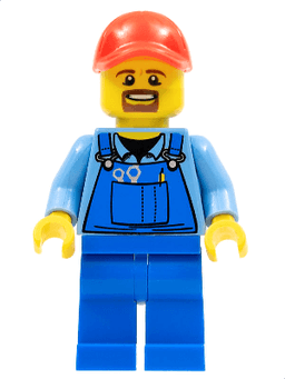 LEGO Overalls with Tools in Pocket Blue Red Cap with Hole Brown Moustache and Goatee (cty0570) minifigure