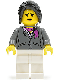 LEGO Dark Bluish Gray Jacket with Magenta Scarf Black Hair Ponytail Long with Side Bangs (Ci (cty0575) Town / City Minifigure