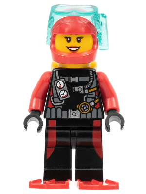 LEGO Scuba Diver Female Flippers Yellow Air Tanks (cty0602) Town / City Minifigure