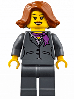 LEGO Dark Bluish Gray Jacket with Magenta Scarf Dark Orange Female Hair Short Swept Sideways (Ferry Passenger) (cty0623) minifigure