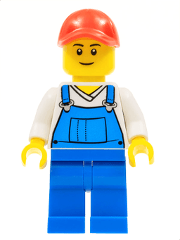 LEGO Overalls Blue over V-Neck Shirt Red Cap with Hole (cty0636) minifigure