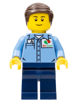 LEGO Medium Blue Uniform Shirt with Pocket and Octan Logo Dark Brown Smooth Hair (cty0672) minifigure