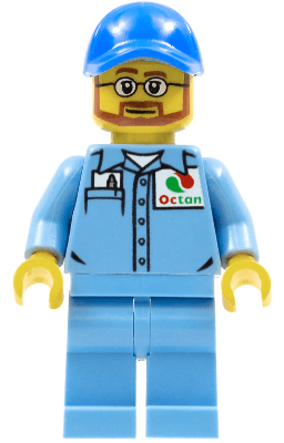 LEGO Medium Blue Uniform Shirt with Pocket and Octan Logo Blue Cap with Hole (cty0673) Town / City Minifigure