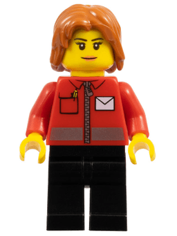 LEGO Post Office White Envelope and Stripe Dark Orange Mid-Length Tousled Hair (cty0676) minifigure