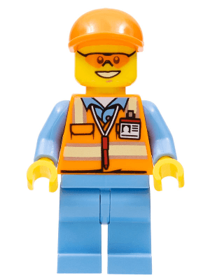 LEGO Orange Safety Vest with Reflective Stripes Orange Short Bill Cap Orange Sunglasses (cty0677) Town / City Minifigure