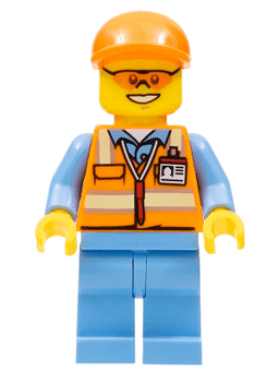 LEGO Orange Safety Vest with Reflective Stripes Orange Short Bill Cap Orange Sunglasses (cty0677) minifigure
