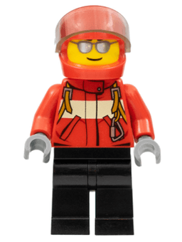 LEGO City Pilot Male Red Fire Suit with Carabiner Silver Sunglasses (cty0678) minifigure