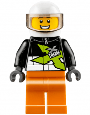 LEGO Xtreme Stunt Truck Driver Male Black Racing Jacket White Standard Helmet (cty0698) Town / City Minifigure