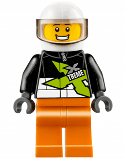 LEGO Xtreme Stunt Truck Driver Male Black Racing Jacket White Standard Helmet (cty0698) minifigure