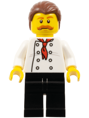 LEGO Pizza Van Chef Reddish Brown Moustache (cty0711) Town / City Minifigure
