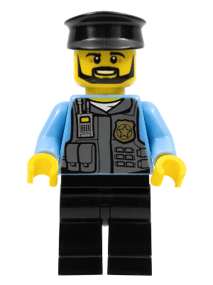 LEGO Police Officer Black Cap and Legs Beard (cty0716) Town / City Minifigure