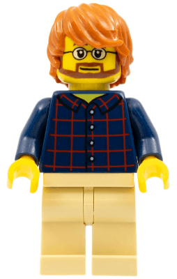 LEGO Plaid Button Shirt Front and Back Dark Orange Tousled Hair (cty0726) minifigure