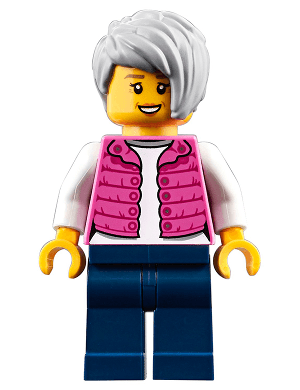 LEGO Camper Female Dark Pink Jacket Light Bluish Gray Female Hair Short Tousled (cty0912) Town / City Minifigure