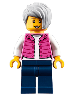 LEGO Camper Female Dark Pink Jacket Light Bluish Gray Female Hair Short Tousled (cty0912) minifigure