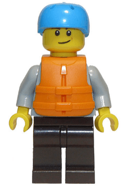 LEGO Rafter Adult Son Dark Azure Sports Helmet Orange 2 Strap Life Jacket (cty0914) minifigure