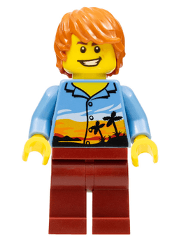 LEGO Plane Passenger Dark Orange Hair Hawaiian Shirt (cty0948) minifigure