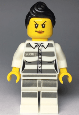 Sky Police - Jail Prisoner 50382 Prison Stripes, Female, Scowl with Dark Orange Lips, Black Ponytail
