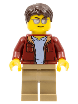 LEGO Man Dark Brown Short Tousled Hair Sunglasses (Truck Driver) (cty0985) minifigure