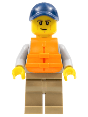 LEGO Kayaker Dark Blue Cap Orange 2 Strap Life Jacket (cty0987) Town / City Minifigure