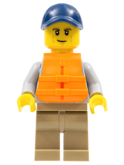 LEGO Kayaker Dark Blue Cap Orange 2 Strap Life Jacket (cty0987) minifigure