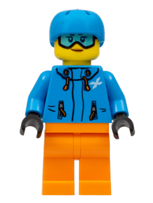 LEGO Skier Female Dark Azure Jacket and Helmet Goggles with Nougat Lips (cty0991) Town / City Minifigure