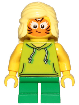 LEGO Girl Lime Hoodie Green Short Legs Orange Cat Face Paint (cty1014) minifigure