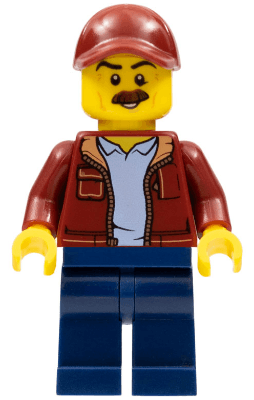 LEGO Man Dark Red Cap with Hole Moustache (Taxi Driver) (cty1043) Town / City Minifigure