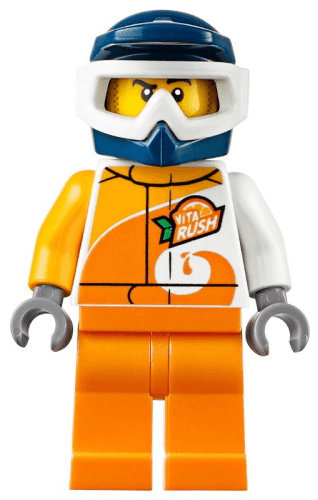 ATV Driver - Male, 'ViTA RUSH' Uniform, Orange Legs, Dark Blue Helmet