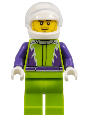 LEGO Monster Truck Driver Lime Legs and Jacket with Purple Flames and Arms (cty1107) Town / City Minifigure